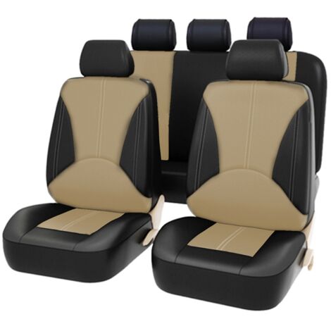 9 pièces Couvercles de siège d'auto, Protecteur en cuir respirant universel Accessoires intérieurs automobiles complets pour véhicule SUV