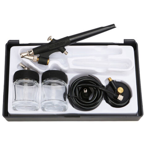 Kit aérographe type 138, aérographe simple action 0,8 mm, godets de peinture 22 cc pour modélisme, maquillage, nail art et décoration de gâteaux.