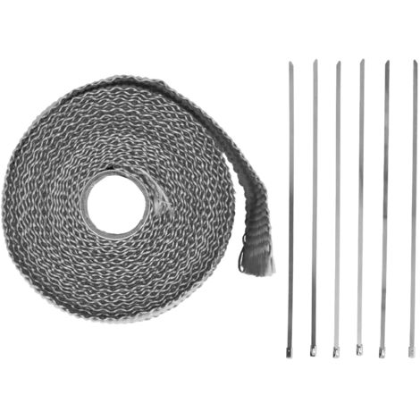Ruban isolant thermique pour échappement, 5m, en Fiber de verre avec attache en acier allié, pour voiture et moto, noir