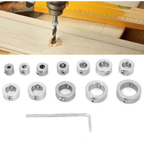 8 Pièces Butées De Profondeur Foret 3-10mm Acier Inox - Kit Positionneur Avec Clé Hexagonale