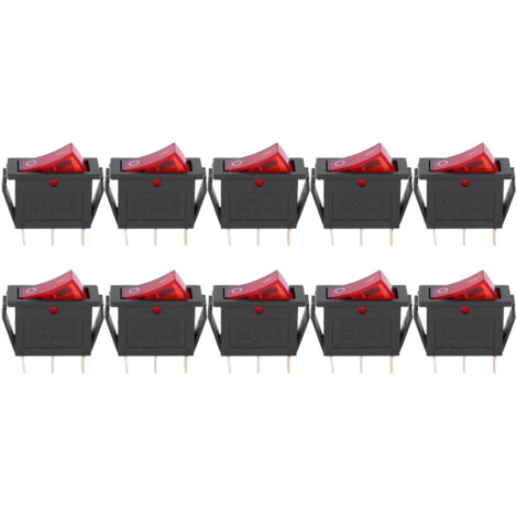 Interrupteur à bascule à 3 broches, lumière rouge marche/arrêt, 2 positions KCD3, accessoires pour appareils ménagers, 10 pièces