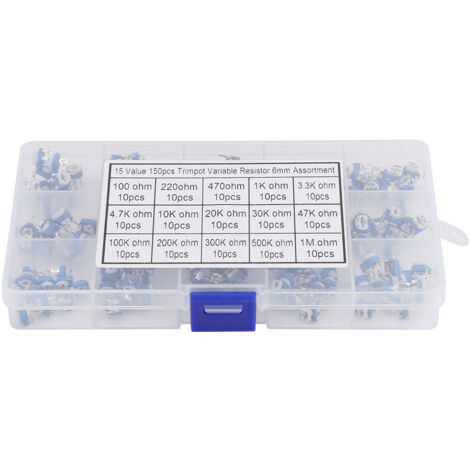 150 pièces bleu blanc 100ohm-1Mohm Vertical PCB préréglé résistance Variable potentiomètre réglable (1/5)