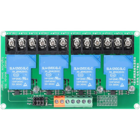 Module de relais à 4 canaux, courant de charge 30A avec isolation optocoupleur, prend en charge un déclencheur haut et bas 5V 12 volts 24 volts en option (1/5)