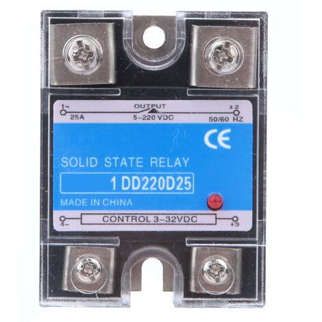 Relais à semi-conducteurs DC SSR entrée 3-32VDC charge 5-220VDC relais de contrôle (25A)
