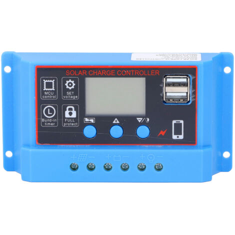 NUZAMAS Régulateur De Charge Solaire 12V/24V 20A Écran LCD PWM Avec Ports USB - Protection Complète Et Fiable