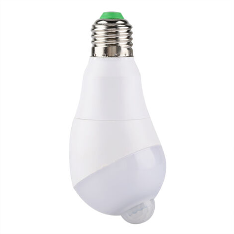 Lampe à ampoule à capteur de mouvement à LED Tête de détection rotative à 350 ° pour couloir E27 (blanc froid, 7 W)