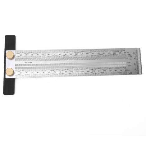 Règle de trou de Type T en acier inoxydable, jauge de traçage, outil de mesure de marquage pour le travail du bois, 200mm (1/5)