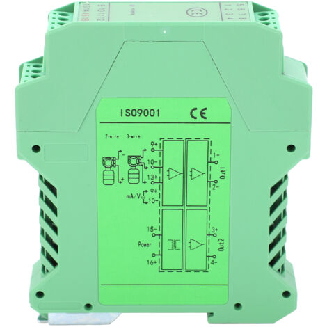 Isolateur de signal cc, transmetteur de tension de courant, montage sur rail DIN, 1 entrée 2 sorties 0-10 V à 4-20 mA GLG (1/5)