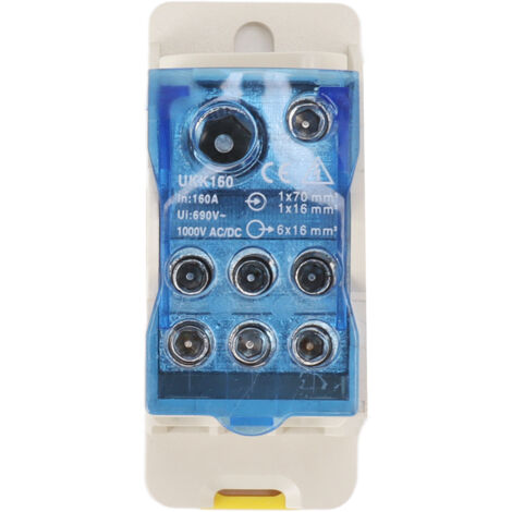 Boîte de jonction de puissance sur Rail DIN, bornier électrique, connecteur de Distribution AC DC1000V 160A