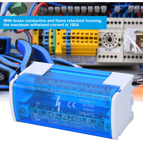 Boîte De Distribution Bornes Rail DIN UKK-80A - Bloc De Jonction Électrique Haute Température Couverture Transparente