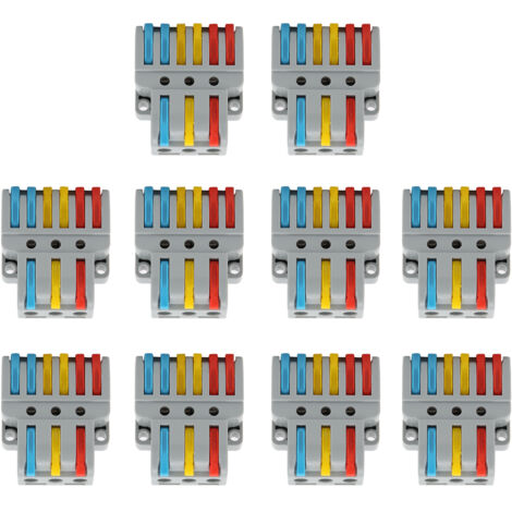 Borne de serrage de bloc de fil 3 en 6 sorties, connecteurs électriques à câblage rapide couleur LT-633 10 pièces