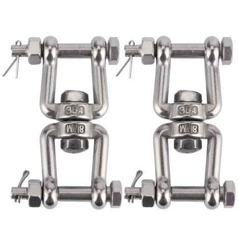 Manille pivotante d'ancrage en acier inoxydable 304, connecteur à anneau rotatif avec assurance M8, 2 pièces (1/5)
