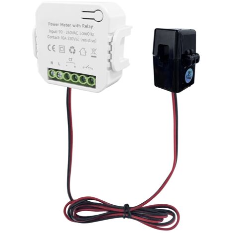 Compteur d'énergie intelligent WiFi pour moniteur de consommation Tuya monophasé avec relais 80A CT pince de transformateur de courant 90-250VAC (1/5)