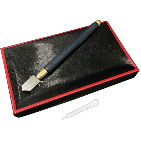 Outil de coupe de verre, poignée antidérapante en acier au tungstène, stylo à carrelage sûr avec Pot d'huile pour fenêtre miroir (1/5)