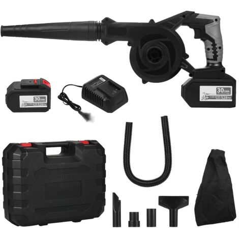 Souffleur de feuilles sans fil 21 V 6,0 A au lithium 2 en 1, balayeuse et aspirateur électrique, nettoyeur d'ordinateur, kit d'outils électriques de jardin avec tuyau d'aspiration (1/5)