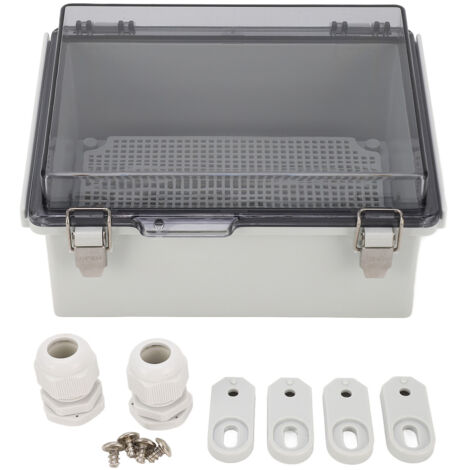 Boîte de jonction en plastique ABS, coque articulée étanche à la poussière, boîtier de projet universel extérieur avec couvercle transparent gris