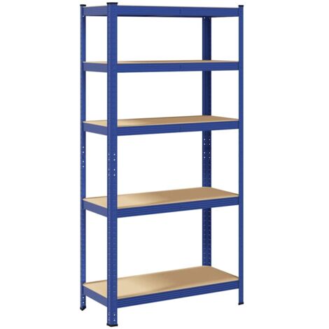 Étagère de rangement à 5 niveaux Bleu Acier et bois ingénierie (1/5)