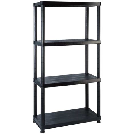Étagère de rangement à 4 niveaux Noir 122x30,5x130 cm Plastique (1/5)