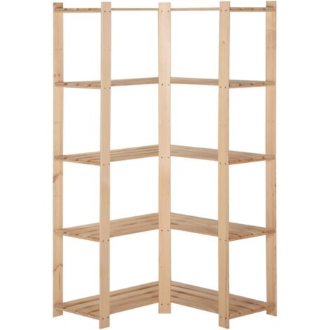 Étagère d'angle de rangement 5 niveaux 82,5x82,5x170 cm Pin (1/5)