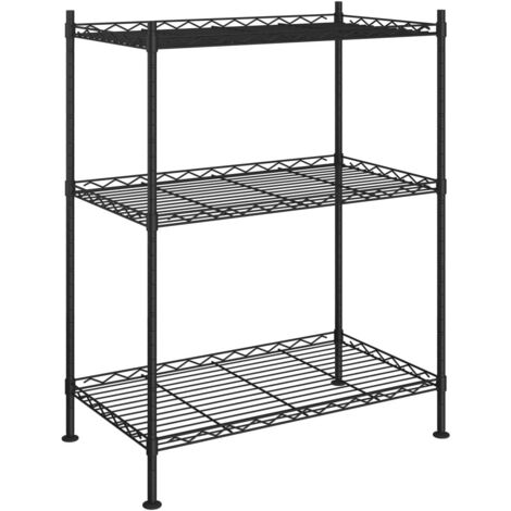Étagère de rangement 3 niveaux 60x35x76 cm noir 150 kg (1/5)