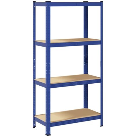 Étagère de rangement à 4 niveaux Bleu Acier et bois ingénierie (1/5)