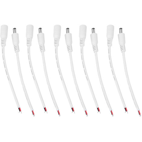 5 paires 5.5x2.1mm mâle femelle DC alimentation baril prise Jack connecteur câble fil (blanc)
