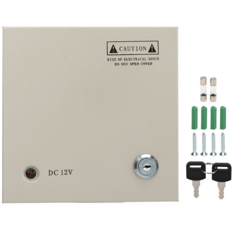 Boîte d'alimentation CCTV, jonction de Distribution d'alimentation électrique 12V, 4 canaux, fusible 5A, 110V 220V, avec verrouillage de prise AC en métal