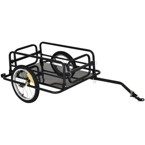 Remorque vélo remorque de transport pour vélo 70L 139L x 71,5l x 49H cm barre d'attelage universelle acier noir