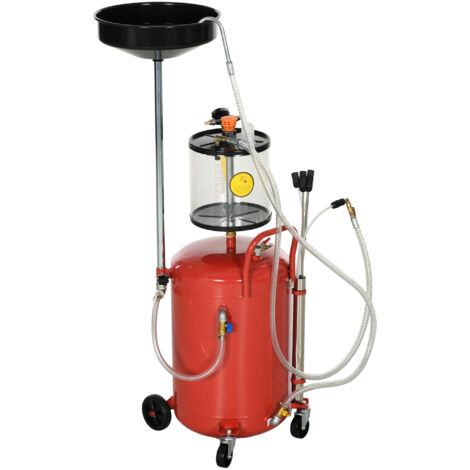 Récupérateur d'huile de vidange portable 2-en-1 avec hauteur réglable et vidangeur d'huile pneumatique de 80L (1/5)