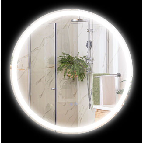 Miroir rond lumineux LED de salle de bain Ø 70 cm mural avec éclairage 3 couleurs interrupteur tactile 23W blanc argent (1/5)