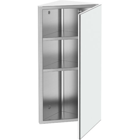 Armoire Miroir Salle de Bain Armoire de Toilette Murale Meuble d'angle 2 étagères dim. 30L x 18,4l x 60H cm Acier INOX. (1/5)