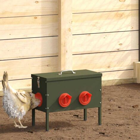 Mangeoire pour poules 2 pcs Vert olive 41,5 x 20,5 x 33 cm (1/5)
