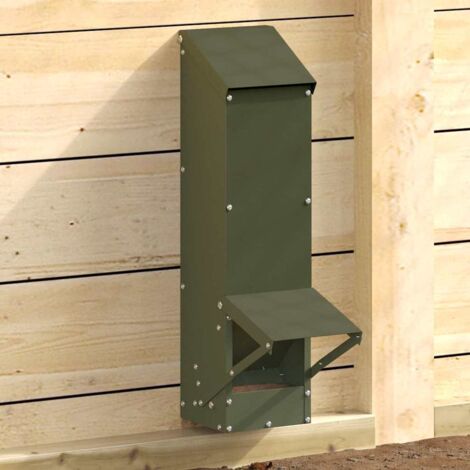 Mangeoire pour poules Vert olive 13 x 12 x 51 cm (1/5)