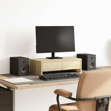 Support de moniteur avec tiroirs chêne sonoma bois d'ingénierie (1/5)