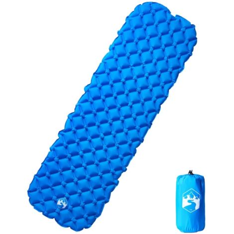 Matelas de camping gonflable 1 personne bleu 190x58x6 cm (1/5)