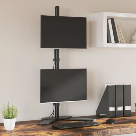 Support de moniteur double noir acier VESA 75/100 mm (1/5)