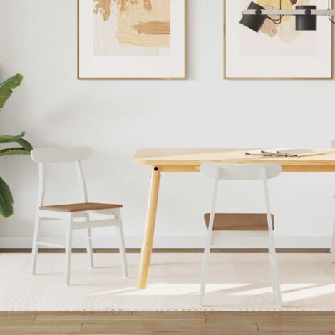 vidaXL Chaise de salle à manger 2 pcs Blanc et Naturel (1/5)