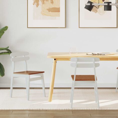vidaXL Chaise de salle à manger 2 pcs Blanc et Naturel (1/5)
