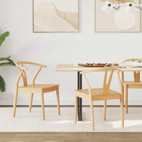 vidaXL Chaise de salle à manger 2 pcs Naturel (1/5)