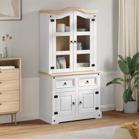 vidaXL Buffet avec tiroir Blanc 100 x 48,5 x 179 cm Pin massif (1/5)