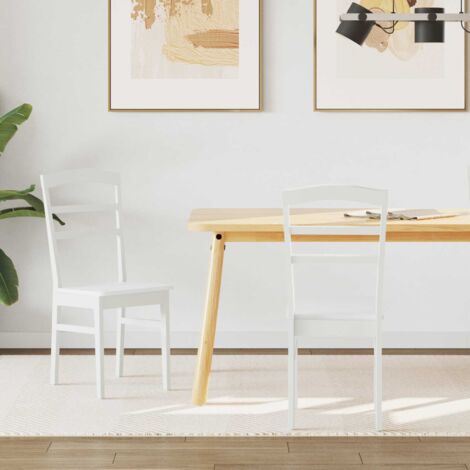 vidaXL Chaise de salle à manger 2 pcs Blanc Bois de Caoutchouc Massif (1/5)