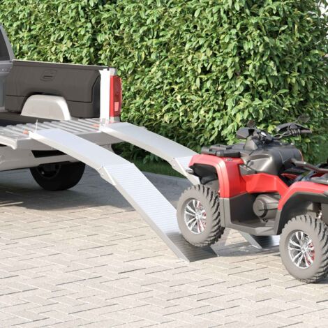 vidaXL Rampe de moto 680 kg 2 pcs Argenté 205 x 28 x 5 cm Aluminium (1/5)