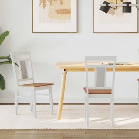 vidaXL Chaise de salle à manger 2 pcs Blanc et Naturel (1/5)