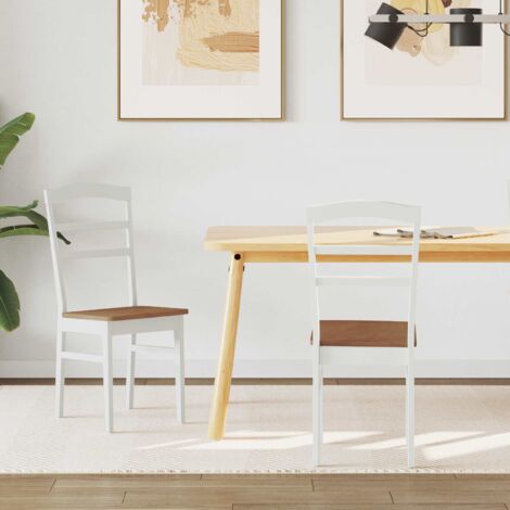 vidaXL Chaise de salle à manger 2 pcs Blanc et Naturel (1/5)