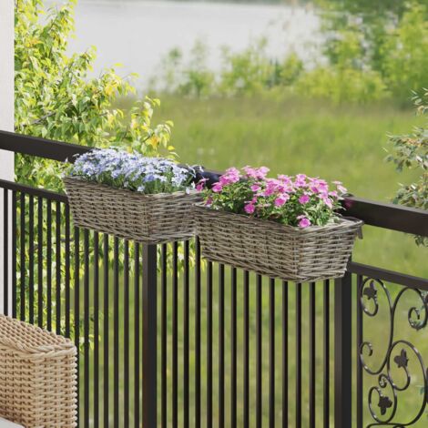 vidaXL Panier à jardinière suspendu 2 pcs Gris 48 x 22 x 15 cm (1/5)