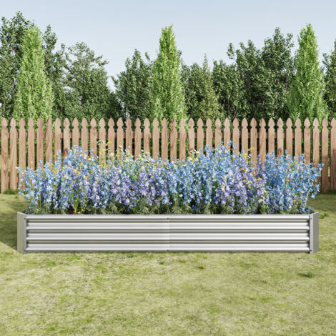Potager surélevé en métal, fabriqué en tôle d'acier robuste, stable et résistante à la rouille. Kit sans fond, idéal pour les légumes, les herbes aromatiques et les fleurs. (1/5)