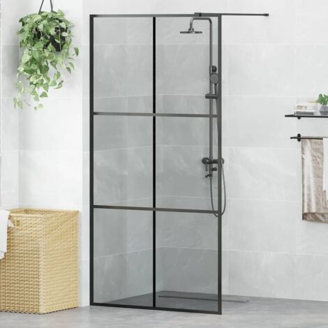 vidaXL Mur de Douche à L'Italienne Noir 100 x 195 cm verre trempé (1/5)
