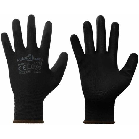vidaXL Gants de Travail 24 pcs Noir 8 / m Polyester