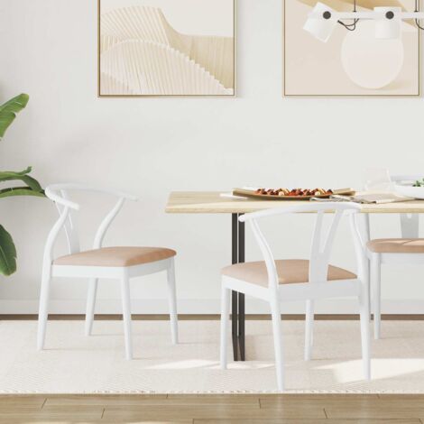 vidaXL Chaise de salle à manger 2 pcs Blanc et marron (1/5)