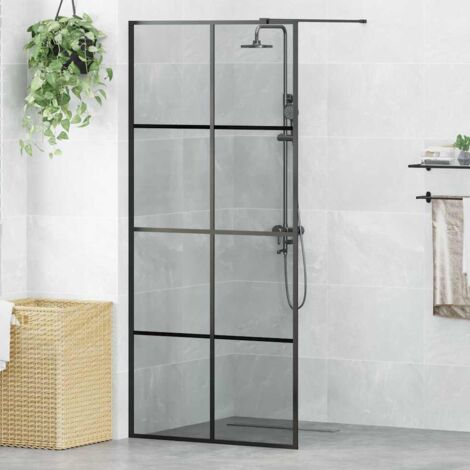 vidaXL Mur de Douche à L'Italienne Noir 90 x 195 cm verre trempé (1/5)